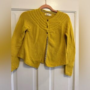 Mini Boden three-button cardigan, mustard yellow